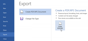 Word Excel 2013 export to pdf